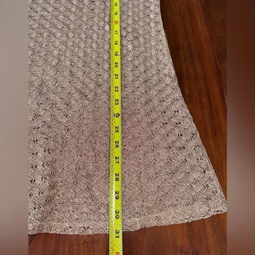 ELIF for Jordan Taylor Loose Knit Crochet Gold Long Sleeve Beach Coverup Medium